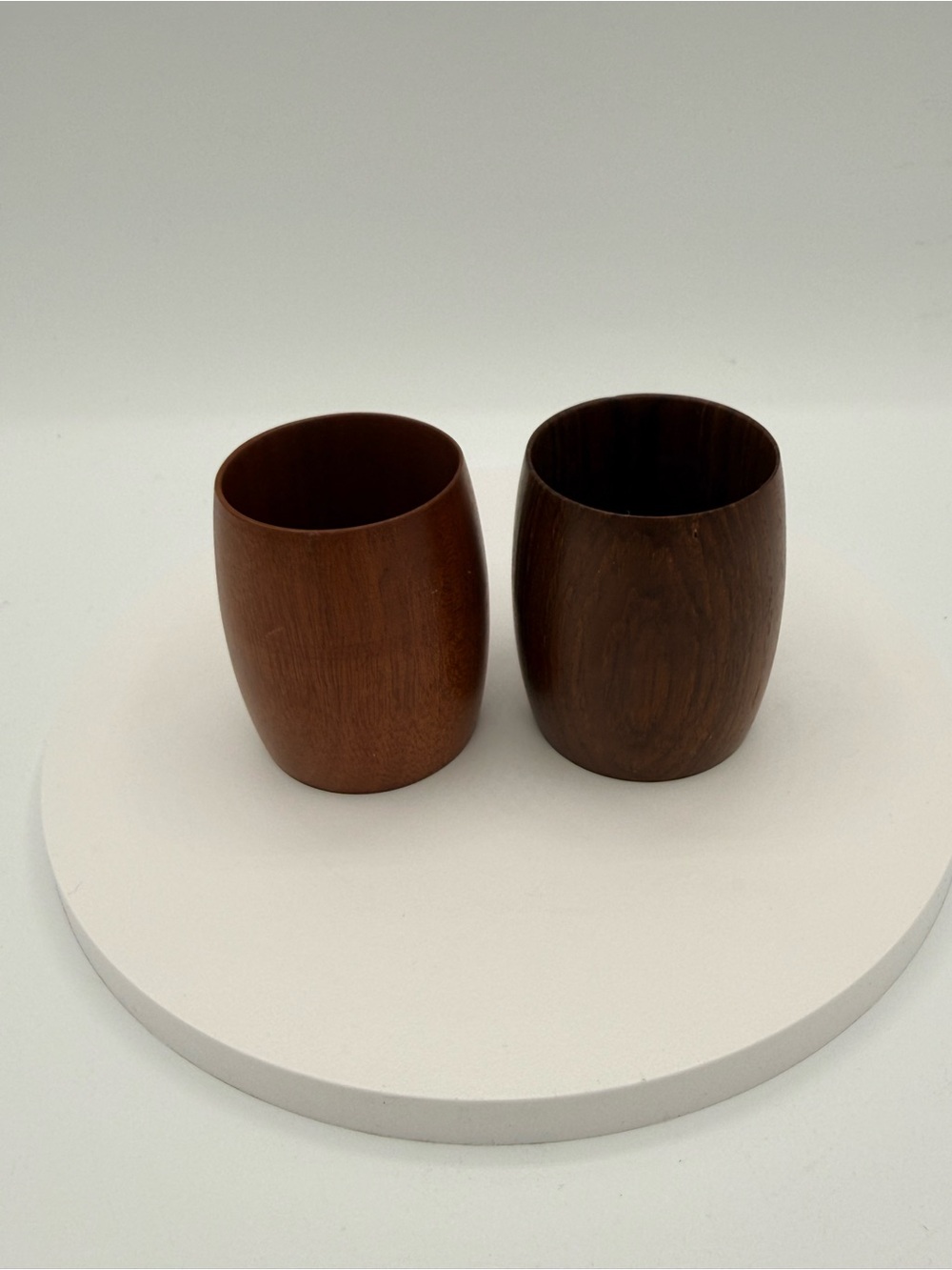 2 Stamped Shigemichi Aomine Japanese Semiprecious Wood Matcha/Tea Ceremony Cups